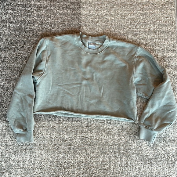 TNA Tops - Aritzia TNA COZY FLEECE PERFECT CROPPED SWEATSHIRT